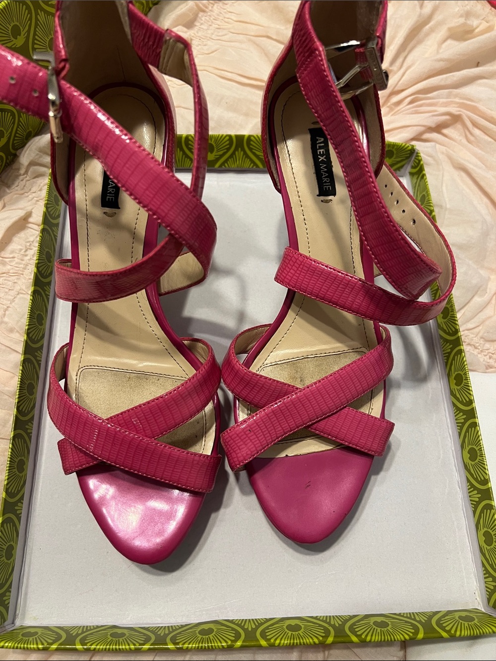 Alex Marie Hot Pink Strappy High Heel Sandals